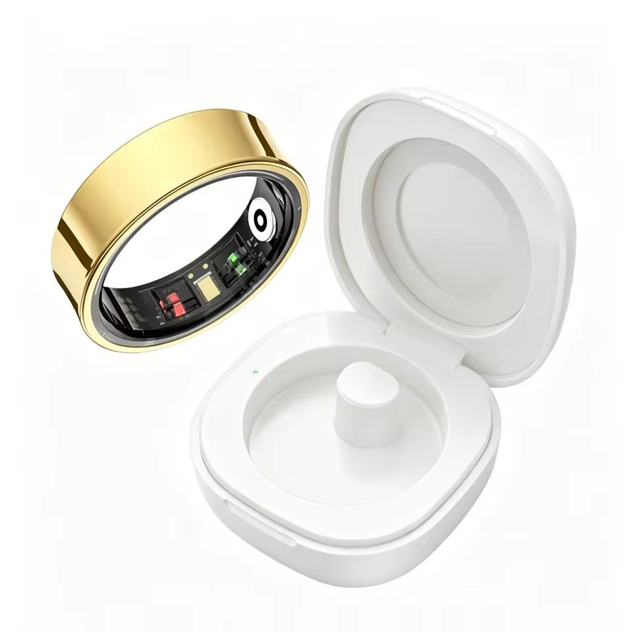 Temperature Ring Skin - แหวนอัจฉริยะ R09 สำหรับผู้ชายและผู้หญิง พร้อมกล่องชาร์จ, ตรวจวัดอัตราการเต้นของหัวใจ, ออกซิเจนในเลือด,