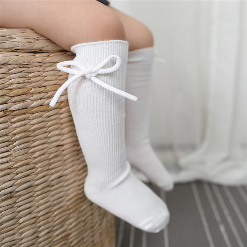 Baby Sock Oximeter - ฤดูใบไม้ร่วงเด็กเข่าสูงถุงเท้าเด็กทารก Bowknot แบนถุงเท้ายาวผ้าฝ้ายนุ่มเด็กเจ้าหญิง Socken สําหรับ 0-7Years